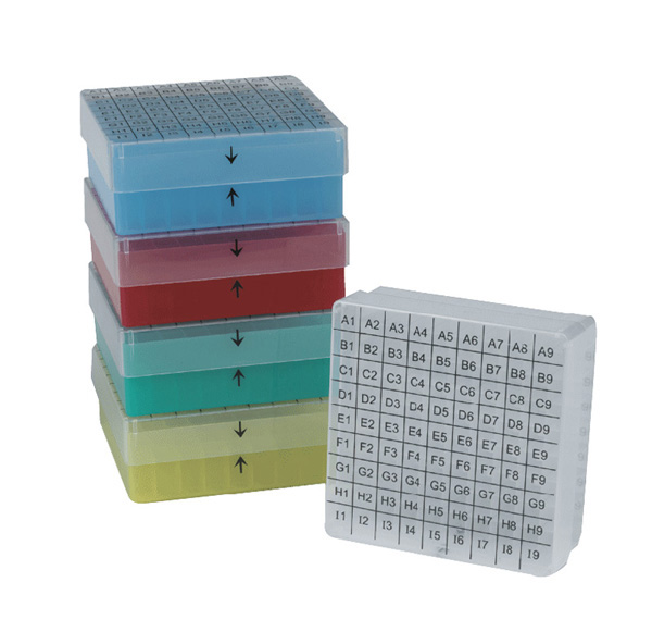 Boîtes de stockage pour 81 ou 100 tubes - Boîtes de congélation en  plastique - Cryogénie - Matériel de laboratoire