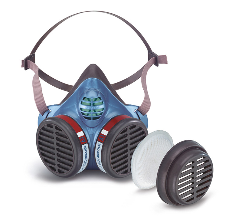 MOLDEX Masks with gas filter cartridges permanently mounted to the